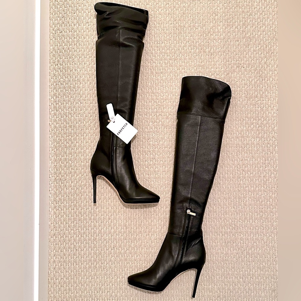 NWT Sz 38 Jimmy Choo Over the Knee Black Boots